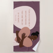 Black Woman Scripting Heart Christelijk Plum Strandlaken (Voorkant)