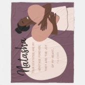 Black Woman Scripting Heart Personalized Plum Fleece Deken (Voorkant)