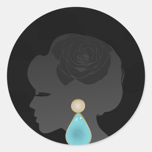 Black Woman Silhouette Dark Glamour Ronde Sticker (Voorkant)