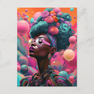 Black Woman Surreal Moderne Pop Fantasy Art Briefkaart