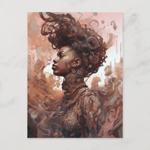 Black Woman Surreal Science Fiction Art Briefkaart