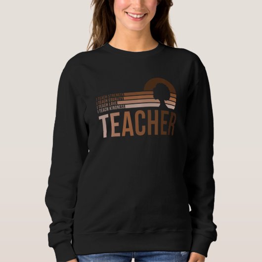 Black Woman Teacher Afro American Retro Black Hist Trui (Voorkant)