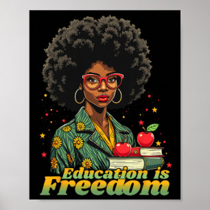 Black Woman Teacher Afro Retro Black History Month Poster