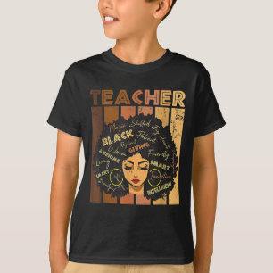 Black Woman Teacher Afro Retro Black History Month T-shirt