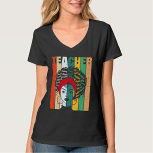Black Woman Teacher Afro Retro Black History Month T-shirt
