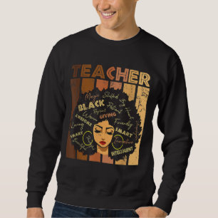 Black Woman Teacher Afro Retro Black History Month Trui