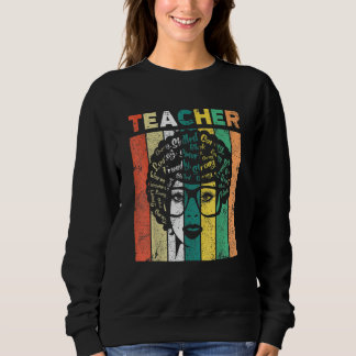 Black Woman Teacher Afro Retro Black History Month Trui
