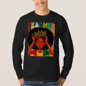 Black Woman Teacher Afro Retro Matching Black Hist T-shirt (Voorkant)