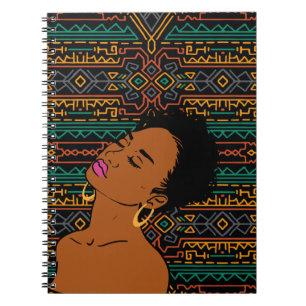 Black Woman Tribal Pattern Notitieboek