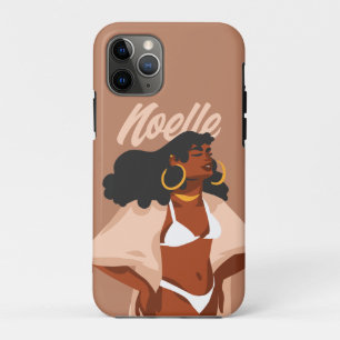 Black Woman, White Bikini, Beach Ready iPhone 11 Pro Hoesje