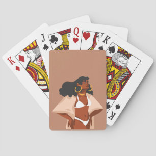 Black Woman, White Bikini, Beach Ready Pokerkaarten