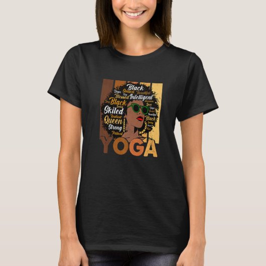 Black Woman Yoga Afro Melanin Cool Black History M T-shirt (Voorkant)