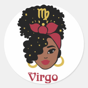 Black Woman Zodiac Virgo Ronde Sticker