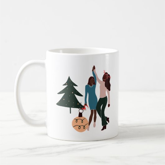 Black Women Illustrated kerstkoffie Mok (Links)