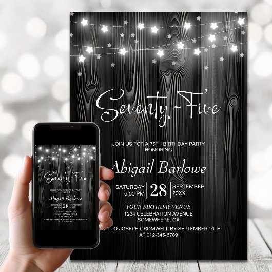 Black Wood 75e verjaardagsfeestje Kaart