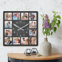 Black Wood Custom Photo Collage Elegant
