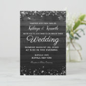 Black Wood Diamonds Wedding Uitnodiging (Staand voorkant)