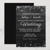 Black Wood Diamonds Wedding Uitnodiging (Voorkant / Achterkant)