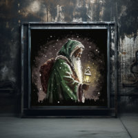 Black Woodland Santa in een groene fluwelen mantel