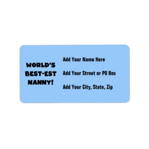 Black World's Best-est Nanny T-shirts en geschenke Etiket