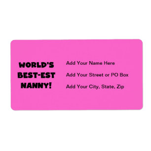 Black World's Best-est Nanny T-shirts en geschenke Etiket
