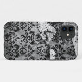 Black Worn-out  Grunge Damask Pattern Case-Mate iPhone Case (Achterkant (horizontaal))