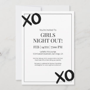 Black XOXO Girls Night Out Vrienden Galentijns fee Kaart