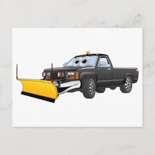 Black Y Pick Up Truck Snow Plow Cartoon Briefkaart