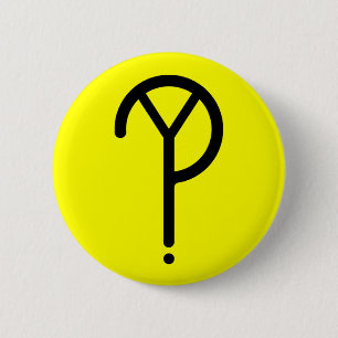 Black Y? Symbool op geel Ronde Button 5,7 Cm