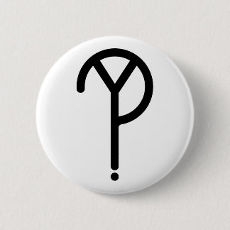 Black Y? Symbool- op wit Ronde Button 5,7 Cm