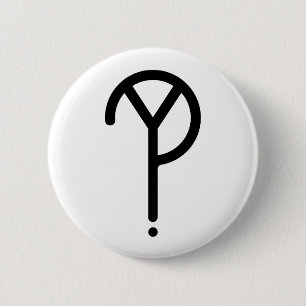 Black Y? Symbool- op wit Ronde Button 5,7 Cm