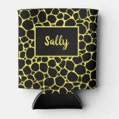 Black Yellow Animal Print Monogram Blikjeskoeler (Voorkant)