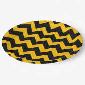 Black Yellow Chevron Zigzag Pattern Papieren Bordje (Gekanteld)