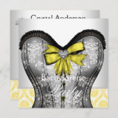 Black Yellow Corset Bachelorette Party Kaart (Voorkant / Achterkant)