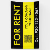 Black Yellow Custom Real Estate For Sale QR Code Spandoek (Verticaal)