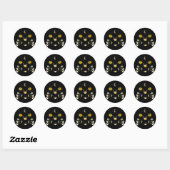 Black Yellow Gold Flower Cat Face Moon Sticker (Feuille)