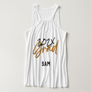 Black Yellow Gold Foil Afstudeerder jaar Aangepast Tanktop