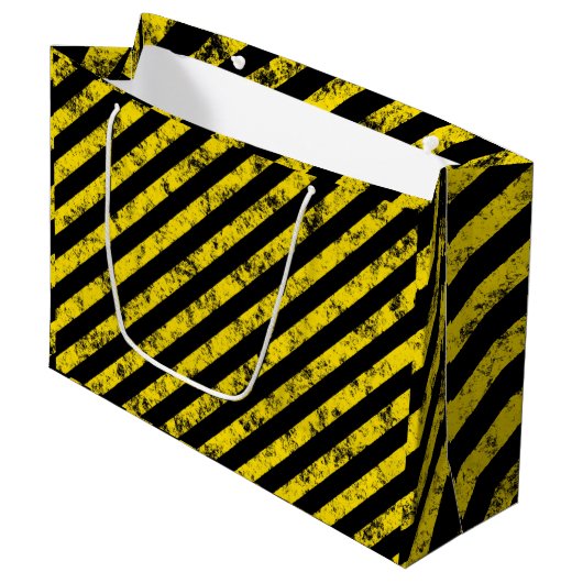 Black Yellow Grunge Caudron tapestandaarspatroon Groot Cadeauzakje (Voorkant Gekanteld)