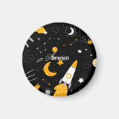 Black Yellow Night Sky Buitenspace Rocket Magneet (Voorkant)