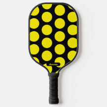 Black/Yellow Polka Dots Pickleball Paddle