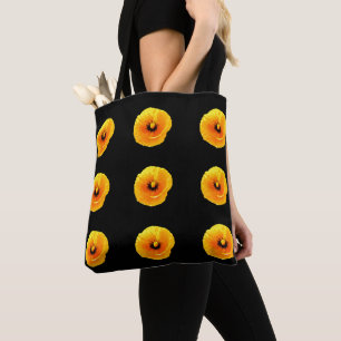 Black Yellow Poppy Flower Floral Pattern Weddensch Draagtas