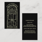 Black Yellow Real Estate Agent Broker New Home Visitekaartje (Voorkant / Achterkant)