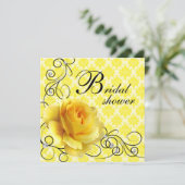 Black Yellow Rose Bruids Douche Uitnodigingen (Staand voorkant)