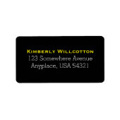 Black Yellow Simple Plain Adresetiketten Etiket (Voorkant)