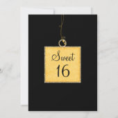 Black & Yellow Star Lights Sweet 16 Invitation (Dos)