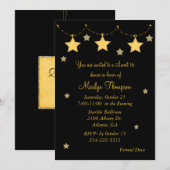 Black & Yellow Star Lights Sweet 16 Invitation (Devant / Derrière)