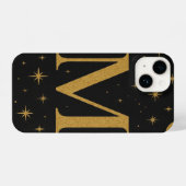 Black & Yellow Star Phone Case with Big M – Trendy iPhone Hoesje (Achterkant horizontaal)