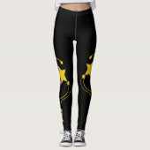 Black Yellow Stars Leggings (Voorkant)