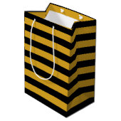 Black Yellow Stripes Pattern {kies uw kleur} Medium Cadeauzakje (Achterkant Gekanteld)