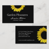 Black Yellow Sunflower Monogram Visitekaartje (Voorkant / Achterkant)